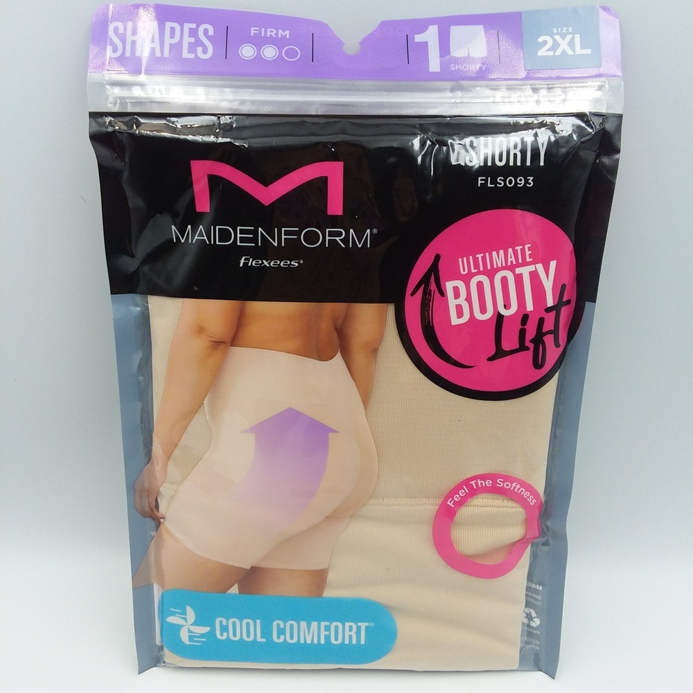 Maidenform Flexees Ultimate Booty Lift Shorty Shapewear FLS093 2XL Beige Comfort